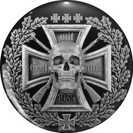 Gott Mit Uns Iron Cross Skull Kar 98 Rifles Oak Leaf Wreath (black and white) Pin Lapel Pin Brooch Steel Pins Badge 0.75"