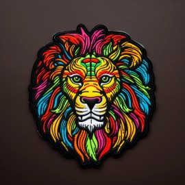 Superheroes Gear Lion Patch Iron-on Applique For Clothing, Wild Animal Badge, Roaring, Nature - Iron on or Sew on, 3.5 Inches