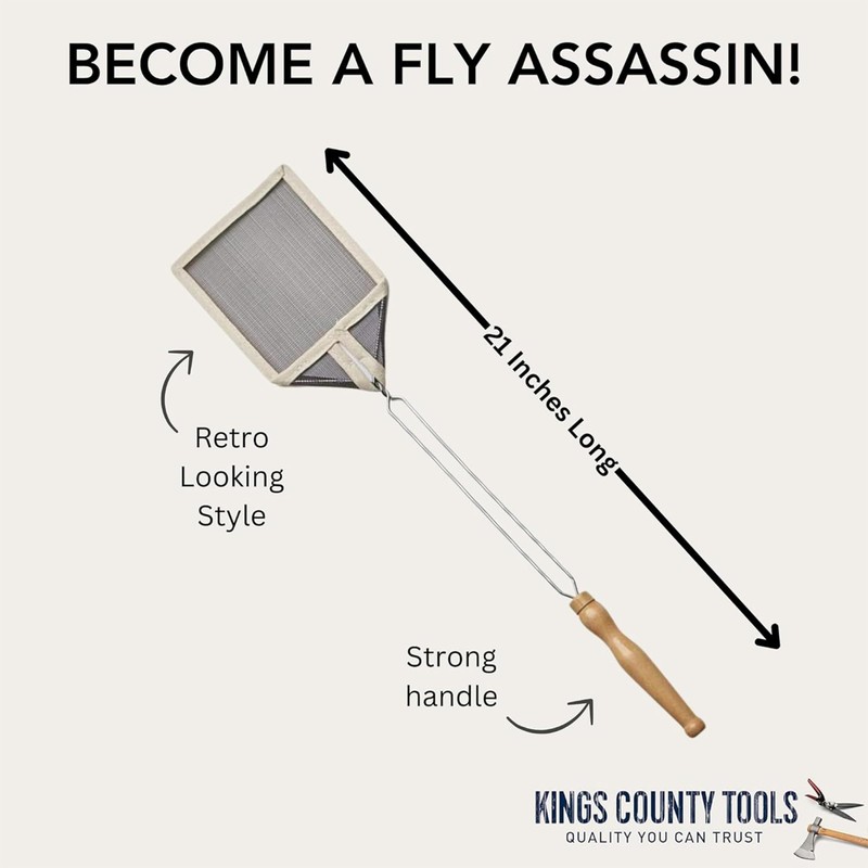 Kings County Tools Old-Fashioned Fly Swatter | 5-Pack | Wire