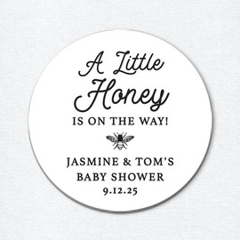 Baby shower stickers, A Little Honey is on the Way, Favor Labels, Honey Bee Baby Shower, For honey jar favors or seed packet labels