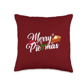 Festive Holiday Christmas Pumpkin Pie Christmas Pumpkin Merry Mas Funny Pie Xmas Throw Pillow, 16x16, Multicolor