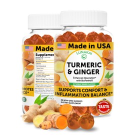 Lunakai USA Made Turmeric Gummies with Ginger & BioPerine – High Absorption Turmeric and Ginger Supplement for Inflammation, Joint & Immune Support, 60ct