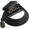 MICTUNING 8ft Trailer Cord with 7-Way Plug, Inline Junction Box