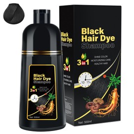 Black Hair Dye Shampoo, 10pcs hair dye shampoo 3 in 1, Natural Herbal Dye Shampoo for Grey Hair Coverage Hair Color Shampoo for Women and Men (1.05fl oz *10) (Dark Black)
