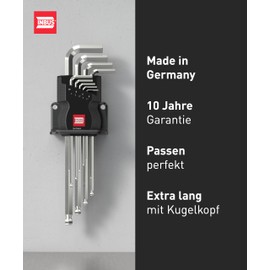 Hex Key Allen Wrench 70167 Set/Game Ball Joint 9 Pieces 1.5 – 10 mm | Made in Germany | 1.5 mm | 2 mm | 2.5 mm | 3 mm | 4 mm | 5 mm | 6 mm | 8 mm | 10 mm