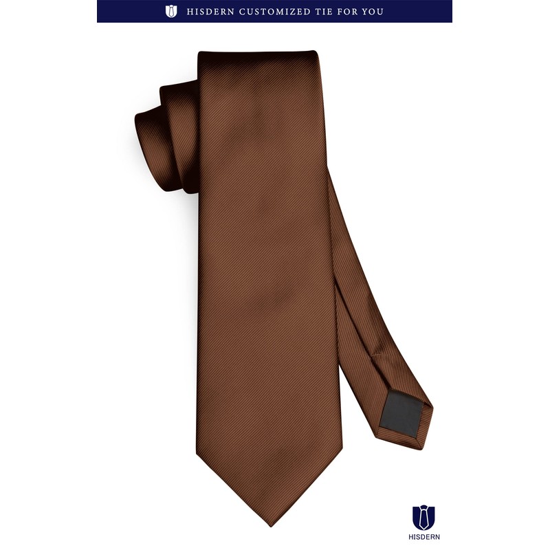 HISDERN TL-03S Plain Shiny Necktie Square Set, Men's, Formal Business,