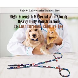 Dog Pet Ear/Nose Hair Puller Grooming Hemostat Locking Forceps Pliers, 5.5" (14cm), Straight (White Multi Paws)