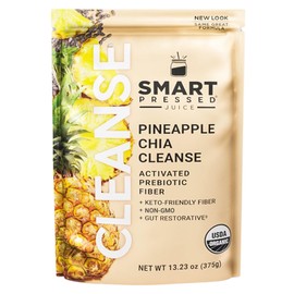 SMART Pressed Juice Pineapple Chia Cleanse | Prebiotic Superfood Plant Based Fiber with Vegan Probiotics & Enzymes | Pineapple Juice Cleanse for Women & Men | 30 Servings