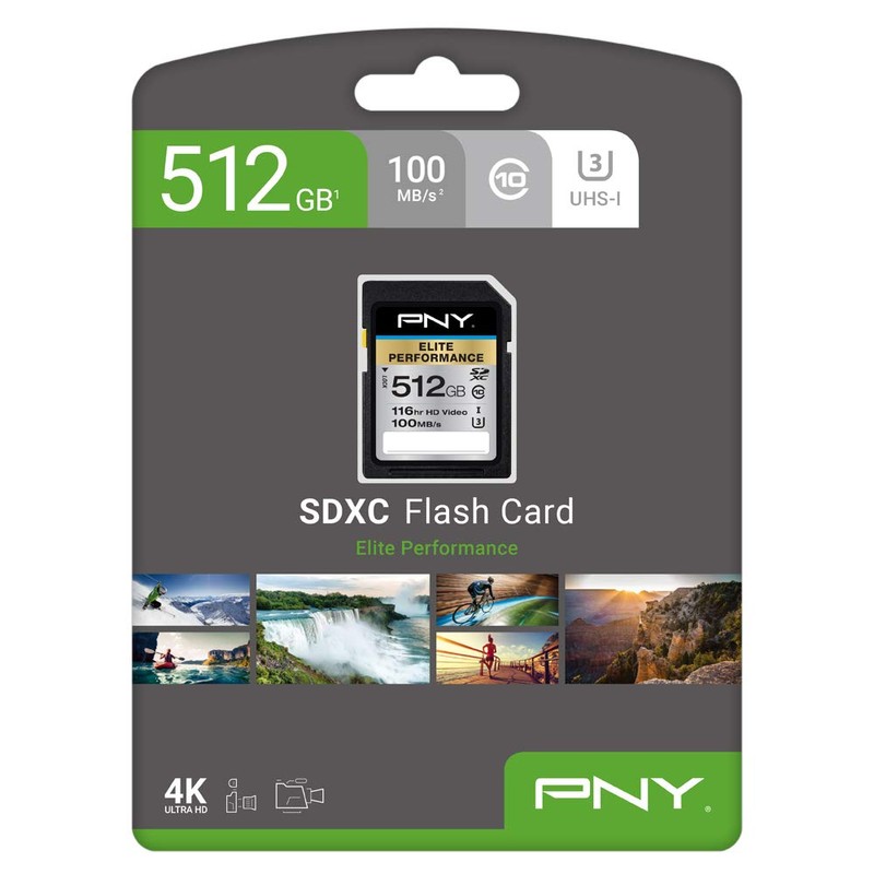 PNY 512GB Elite Performance Class 10 U3 SDXC Flash Memory