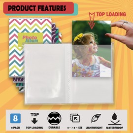 NICKANG Small Photo Albums 4x6 | 8 Pack | Hold 36 Photos Each | 4x6 Mini Photo Albums, Picture Albums 4x6, Photo Album Book 4x6, Picture Book. (Wave)