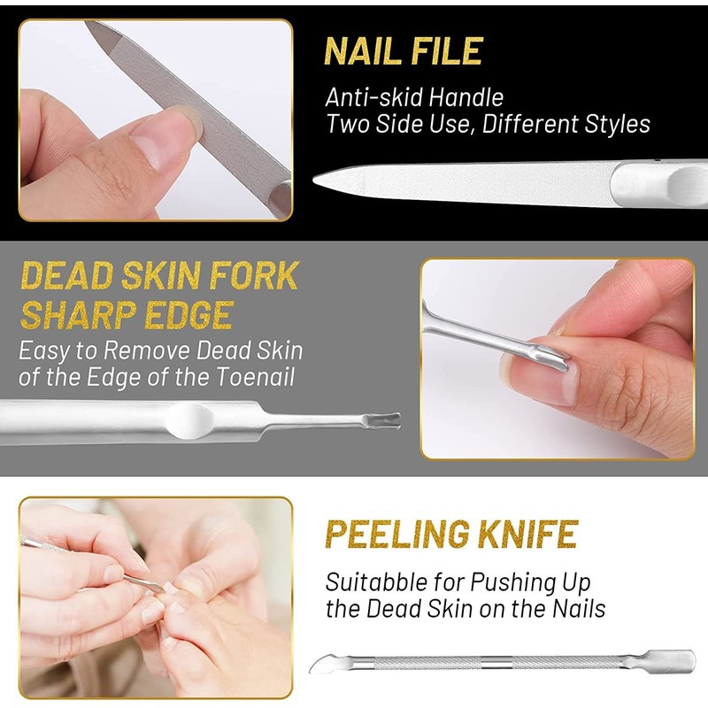 16 PCS Toe Nail Clipper, Modacraft Sharp Toenail Clippers Kits