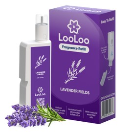 LooLoo Touch-Free Toilet Freshener Fragrance Refills- Natural Essential Oils - Toilet Smell Eliminator, Bathroom Deodorizer, Air Freshener Spray For Bathroom - Lavender Fields Fragrance 2.0 Fl Oz