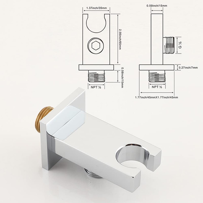 Asyas Solid Brass High Pressure Hand Held Shower Square Sprayer