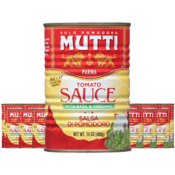 Mutti Tomato Sauce with Basil & Oregano (Salsa di Pomodoro), 14 oz. | 12 Pack | Italy’s #1 Brand of Tomatoes | Canned Tomatoes | Vegan Friendly & Gluten Free | No Additives or Preservatives