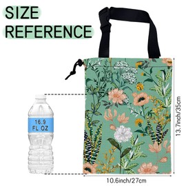 NHNXHWIA Blooming Flower Car Trash Bag,Garden Floral Hanging Drawstring Car Garbage Bag,Waterproof Canvas Car Back Seat Organizer with Adjustable Buckle,for Vehicles,SUVs,Camping,Road Trips