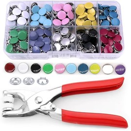 Snaps for Fabric, MIFOLEU 100 Sets Metal Snaps Buttons with Fastener Pliers Press Tool Kit, Solid Prong Ring Snap Button Fasteners Kit, Perfect for DIY Crafts Clothes Hats and Sewing(9.5mm / 400 PCS)