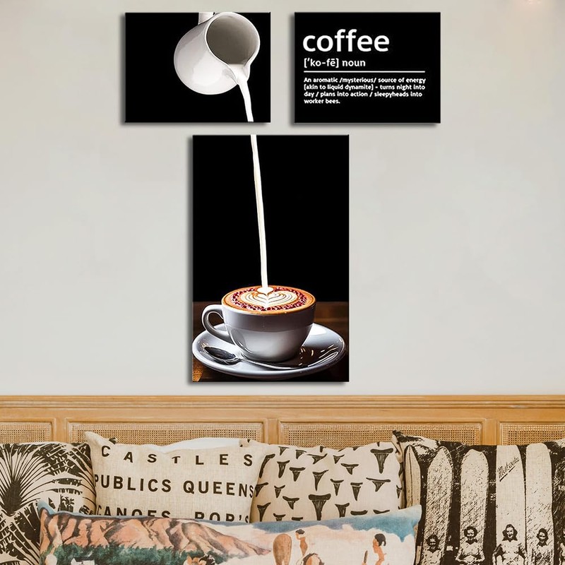 burkfeeg Coffee Bar Wall Decoration, Pack of 3 Kitchen Posters,