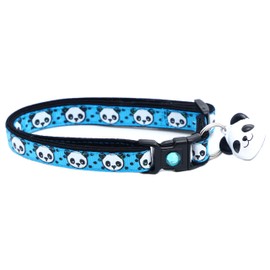 Panda Bear Cat Collar with Charm & Bell | Safety Breakaway Collar | Adjustable Large Size or Kitten Collar (Blue, Large(10lbs & Up))