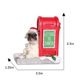 NINIPAPA Christmas Village Accessories Santa's Mailbox Villages Sets for Christmas Decoration Cute Resin Christmas Ornaments with Doggy Reading Letter