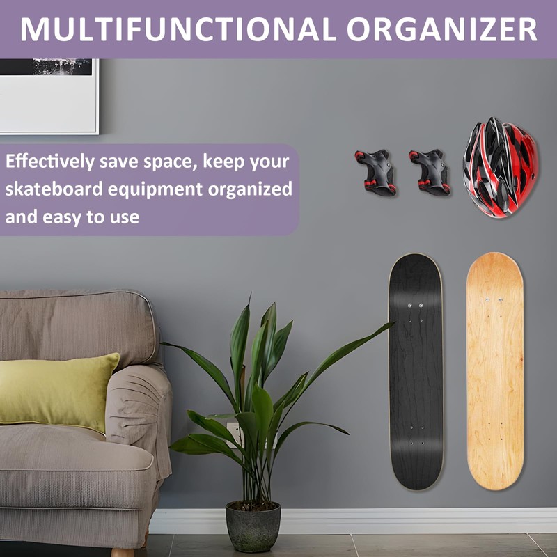 Skateboard Wall Mount, Skateboard Accessories Metal with Mounting Accessories, Skateboard