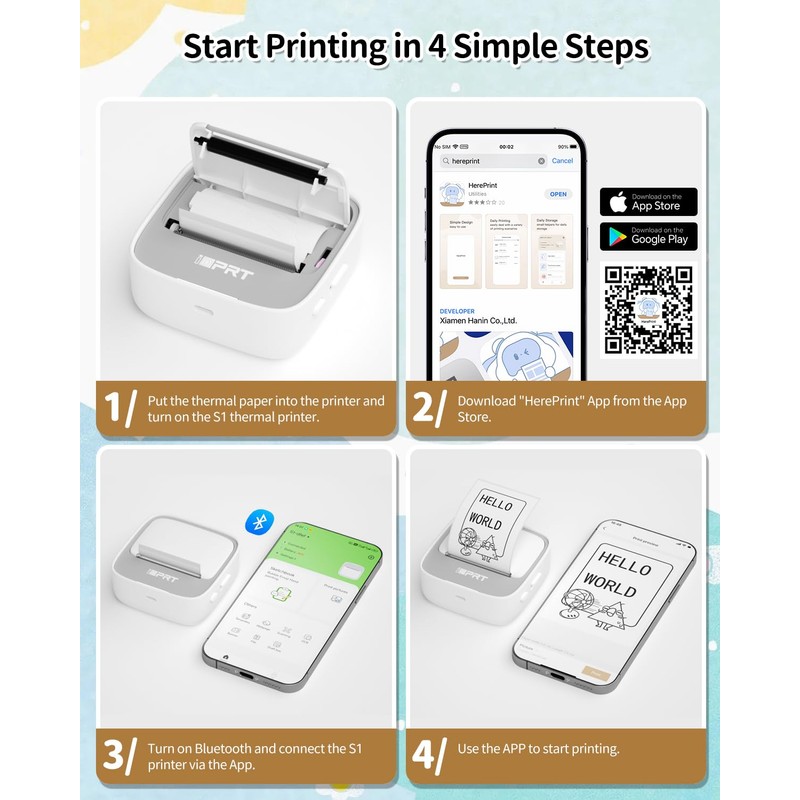 iDPRT Sticker Maker, Portable Thermal Printer with 1 Roll Sticker