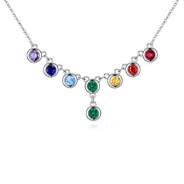 YEESIA 7 Chakra Necklace for Women, 925 Sterling Silver Yoga Chakra Necklace, Healing Balance Necklace, Chakra Gift, Spiritual Jewelry for Women and Mothers, Sterling Silver, Cubic Zirconia