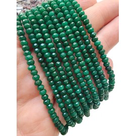 Agate & Jasper Gemstone Strand Beads, 4 mm, Rondelle, 110 Pieces, Jewellery Beads, Semi-Precious Stone for Jewellery, Necklace, Bracelet (Dark Green Agate)