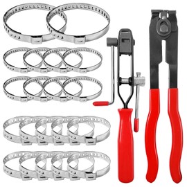 Hose Clamp Set with Clamping Pliers and Clamps, Adjustable Clamp Made of 304 Stainless Steel, Clamp Axle Boot Clamps, Car Repair and Installation Tools