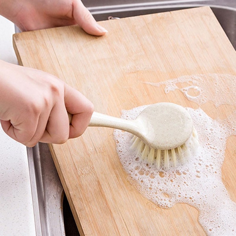 3 Pcs Kitchen Dish Brush Bamboo Handle Dish Scrubber Scrubber