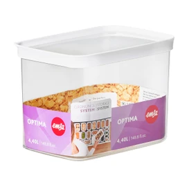 Emsa Optima N11425 Dry Storage Container 4.4 Litres Rectangular 100% Safe, Hygienic, Safe and Space-Efficient Fresh Seal BPA-Free Transparent Design
