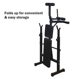 LJLB Enhance Home Workouts with Adjustable Weight Bench Set, Includes Squat Rack and Foldable Design for Space Saving, Black