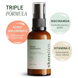 Sérum Hidratante con Ácido Hialurónico y Niacinamida – Control de Grasa y Poros | Textura Ligera, FPS 15, Vitamina E | Para Piel Mixta y Grasa – 30 mL