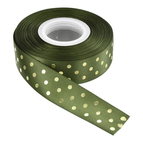 MECCANIXITY Grosgrain Ribbons 25 Yards 1 Inch Grass Green with