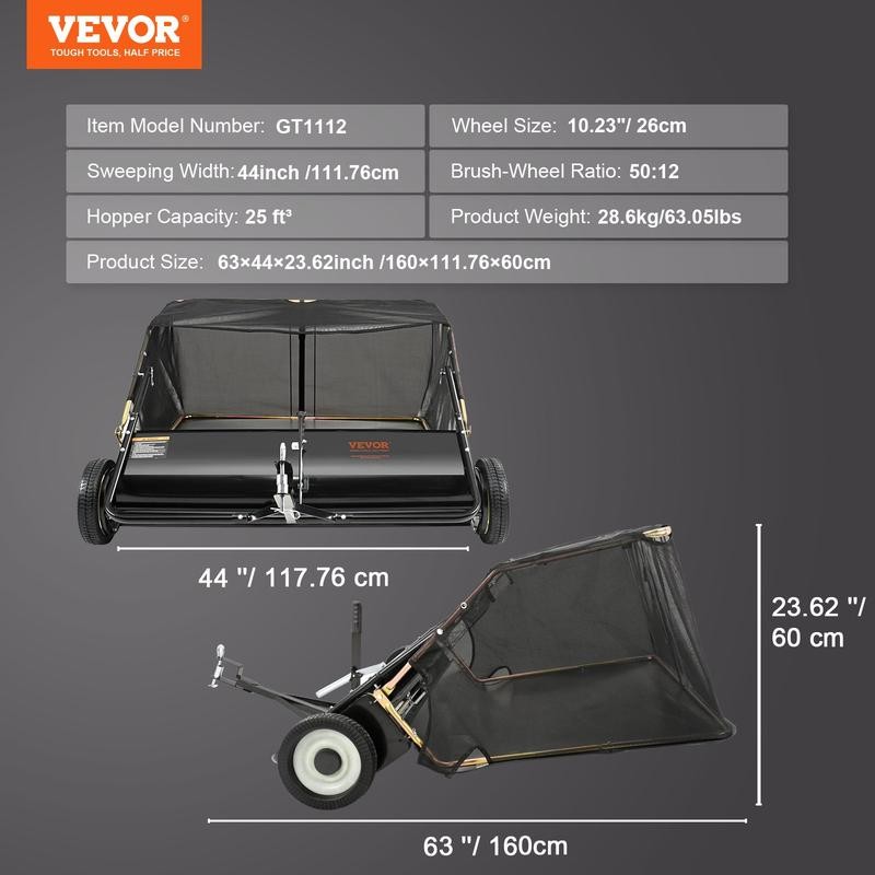 VEVOR Tow Behind Lawn Sweeper, Pull Behind Lawn Sweeper 50",