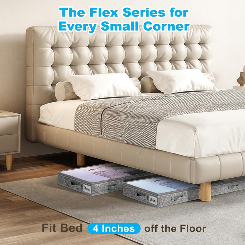 4 Inch Low Profile Under Bed Storage Drawer 4 Pack,