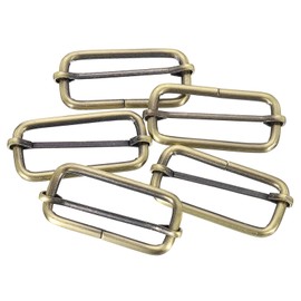 uxcell Slide Buckle, 10Pcs 1 1/2" - Metal Tri-Glides Slide Adjuster with Movable Center Bar, Rectangle Belt Keeper for Bag Purse Straps Making Replacement (Ancient Bronze)