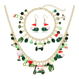 PHALIN Sport Necklace Earrings Set for Women Golf Ball Pendant Necklace Golf Dangle Earrings Golf Game Outfits Accessories Party Jewelry Gifts (Style C)