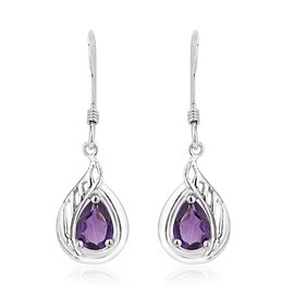 Vanbelle Sterling Silver Jewelry - Rhodium Plated with 925 Stamp - Pear-shape Dangle Earring with Cubic Zirconia Stones - Elegant Handcrafted Earring for Women