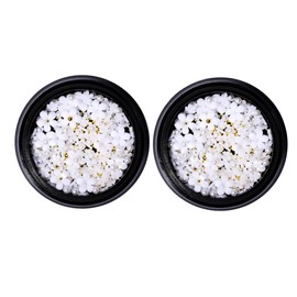 BIUDECO 2pcs Flower Nail Art Charms White Resin Decorations for DIY Nail Designs for Parties and Special Occasions Stylish Accessories for Women and Girls