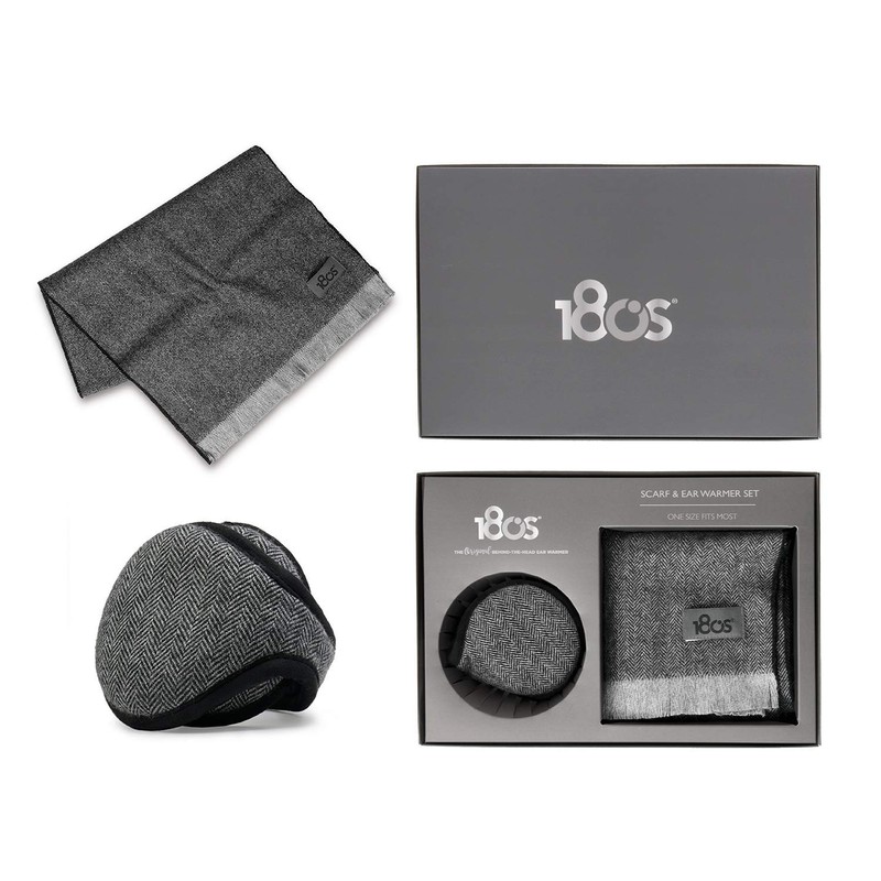180s Men's Wool Behind-the-Head Ear Warmer (Navy Herringbone)