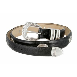 Black Mesa Italian Calfskin Genuine Leather Designer Dress Conchos Belt (Lizard Brown,34)