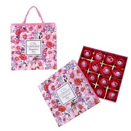 FOMIYES Floral Soap Present Set 18 Rose Soap Flowers Luxury Present Box Scented Soaps Present