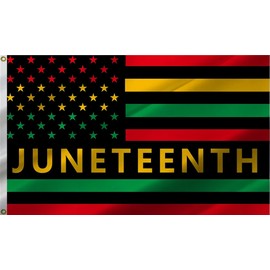 Masquita Juneteenth Flag 3x5FT June 19th 1865 Independence Day Freedom African Black History Flag Indoor Outdoor Vivid Color Double-Stitched Edges and Flags with 2 Brass Grommets.