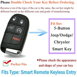 SANRILY 5 Button Smart Key Fob Cover for Jeep 2021 Grand Cherokee Keyless Remote Key Case for Dodge Charger and Chrysler 300 200 Key Protector Shell with Keychain Pink