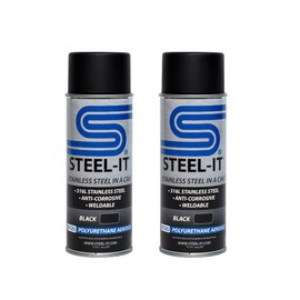 Steel-It Polyurethane Spray Paint, Industrial Coating with Stainless Steel, Weldable, Easy to Apply - Black (2 Pack)