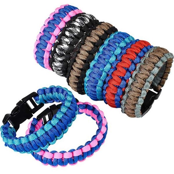 ArtCreativity Paracord Buckle Bracelets - Pack of 12 - Two Tone Color Scheme - 9 Inch Cobra Bracelets - Fashionable Party Favor and Carnival Prize