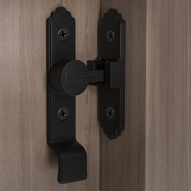 INIRET 2 Packs 90 Degree Black Barn Door Lock, Flip