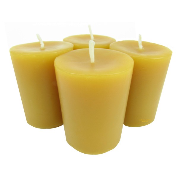 Beeswax Candle Works, Large 19-Hour Votives (Pack of 4) 100% USA Beeswax