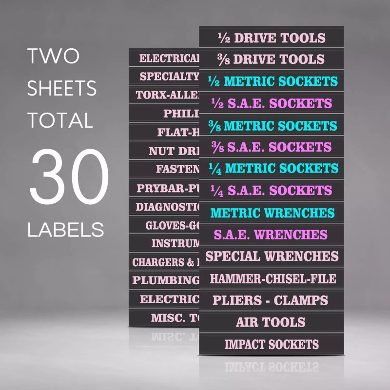 SteelLabels.com 2 PACK Ladies Edition - Adhesive TOOLBOX LABELS Organize