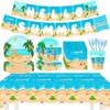 Xugoox 122Pcs Hawaiian Sandbeach Party Supplies Summer Beach Party Tableware